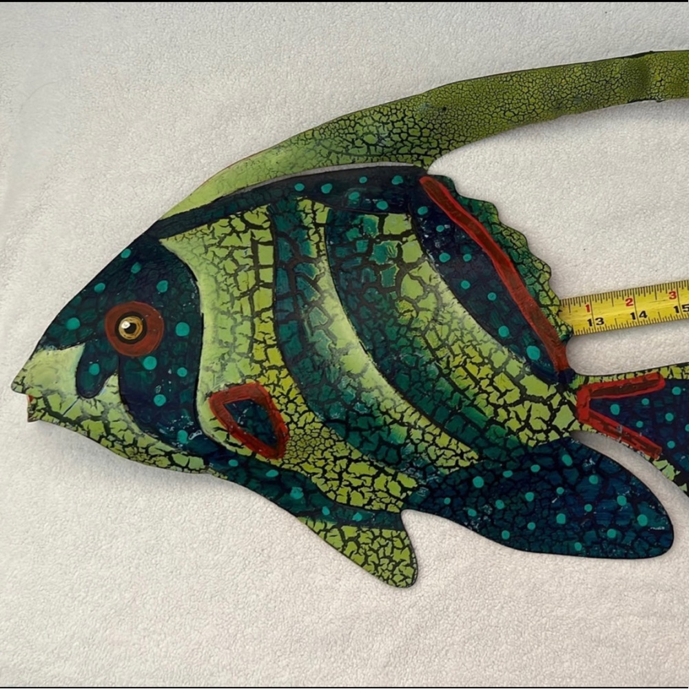 3D metal colorful ocean fish wall decor